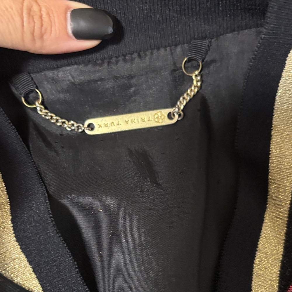 Trina Turk Floral Bomber Jacket - Black and Gold - Picture 4 of 6